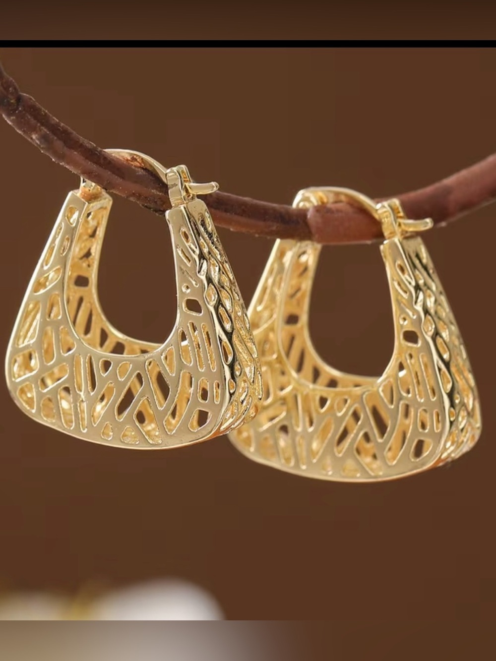 Gold Filigree Hoop Earrings - Women Jewelry
